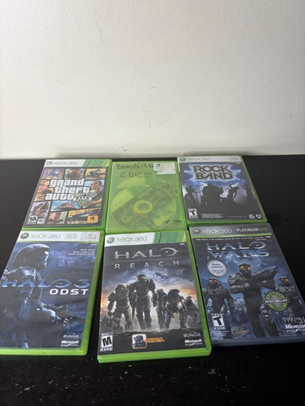 Lot Of 6 Xbox 360 Games Halo , GTA V , BattleField